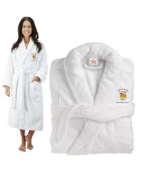 Deluxe Terry cotton with today tomorrow always toast design CUSTOM TEXT Embroidery bathrobe